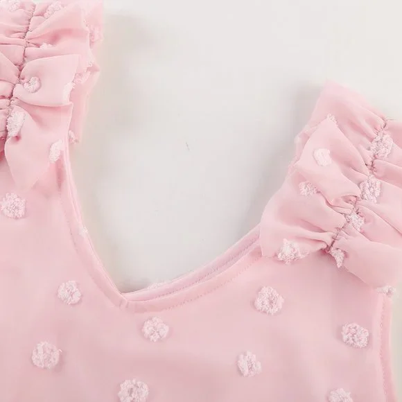 Tank Top Pink Ruffle Swiss Dot 2XL 18 - Picture 8 of 10